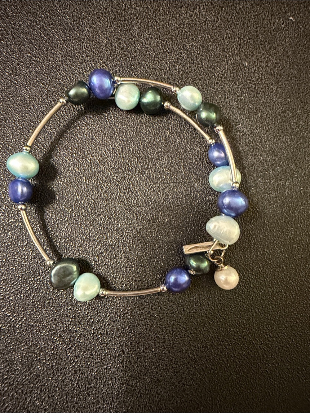 Vantel Pearls Blue, Teal & Green Beaded Stretch Bracelet